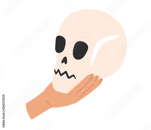 Shakespeare icon. Hamlet skull monologue sign. Classic theater and drama symbol. Artistic stage performance. Theatre Day stickers. Flat Vector illustration isolated on white background