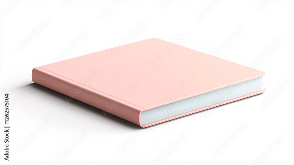 A simple pink hardcover book with a clean minimalist design placed on a white background, creating a soft and elegant look  
