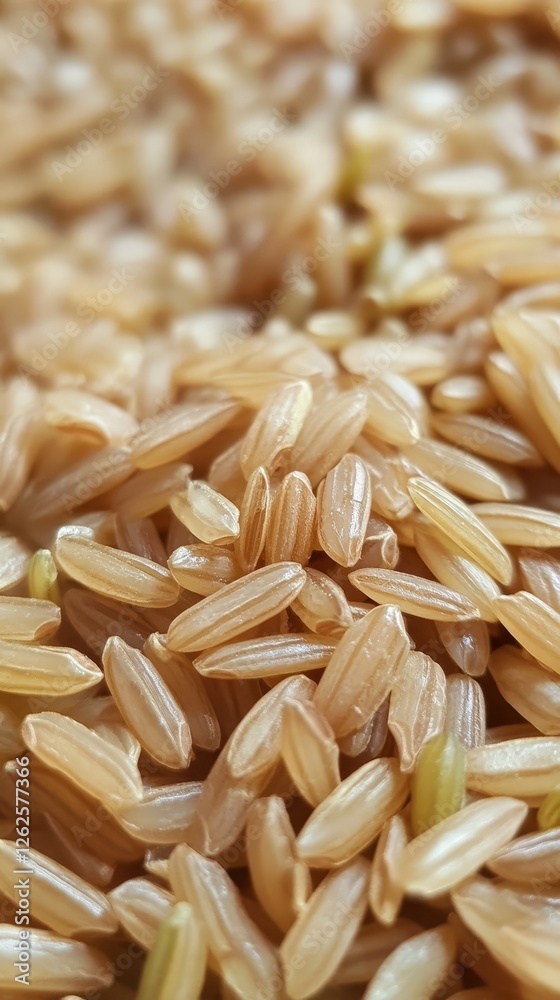 Close-up of Brown Rice Grains: A Nutritious Whole Grain Close-up of Brown Rice Grains: A Nutritious Whole Grain