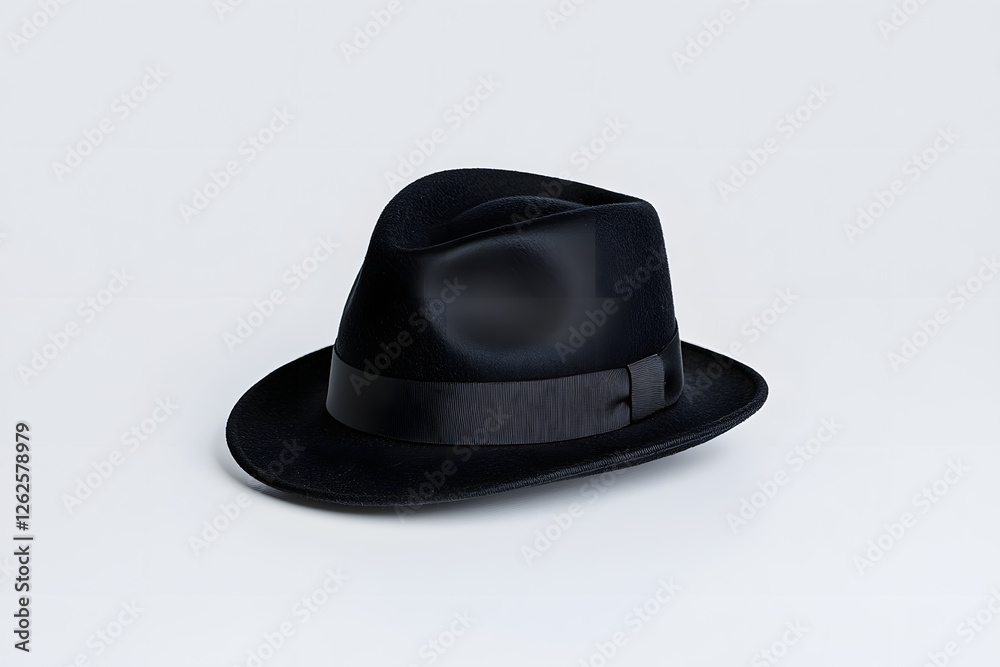 A stylish black fedora hat isolated on white background A stylish black fedora hat isolated on white background
