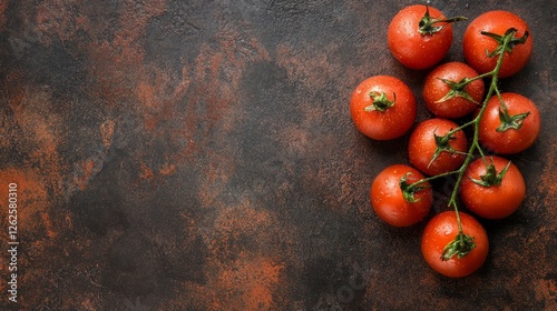 Fresh, Ripe Tomatoes on Rustic Surface photo