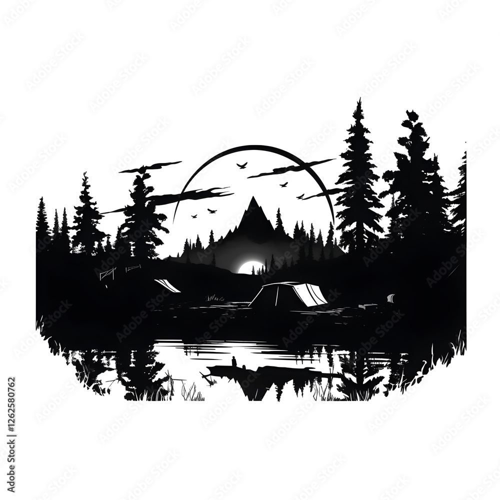 Obraz premium camp silhouette