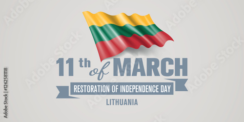 Lithuania happy restoration of independence day greeting card, banner vector illustration