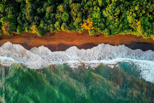 Top View Scenic Beach and Forest  photo