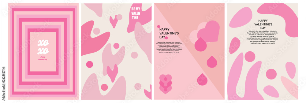Set of beautiful trendy Valentine's day cards. Romantic design templates for February 14 or wedding invitations.Greeting card, cover, label, sale promotion templates, pattern background. Set of beautiful trendy Valentine's day cards. Romantic design templates for February 14 or wedding invitations.Greeting card, cover, label, sale promotion templates, pattern background.