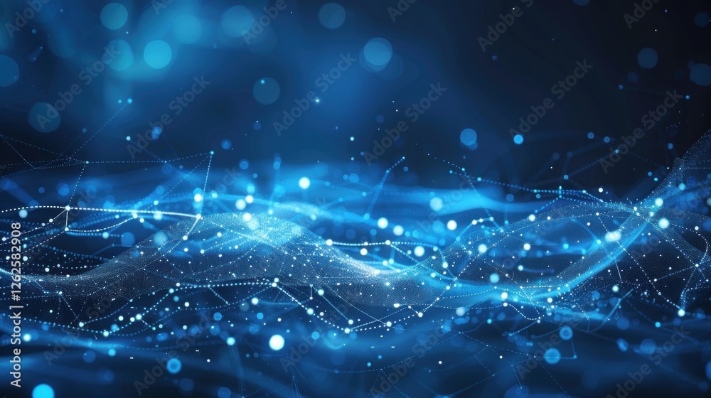 Obraz premium Abstract Blue Network: Digital Connectivity and Data Flow Visualization