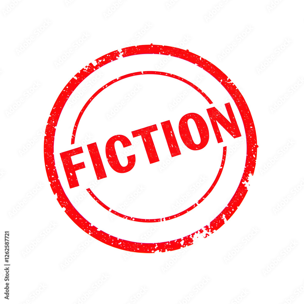 Fiction text stamp red rubber stamp on white background. Generative AI Fiction text stamp red rubber stamp on white background. Generative AI