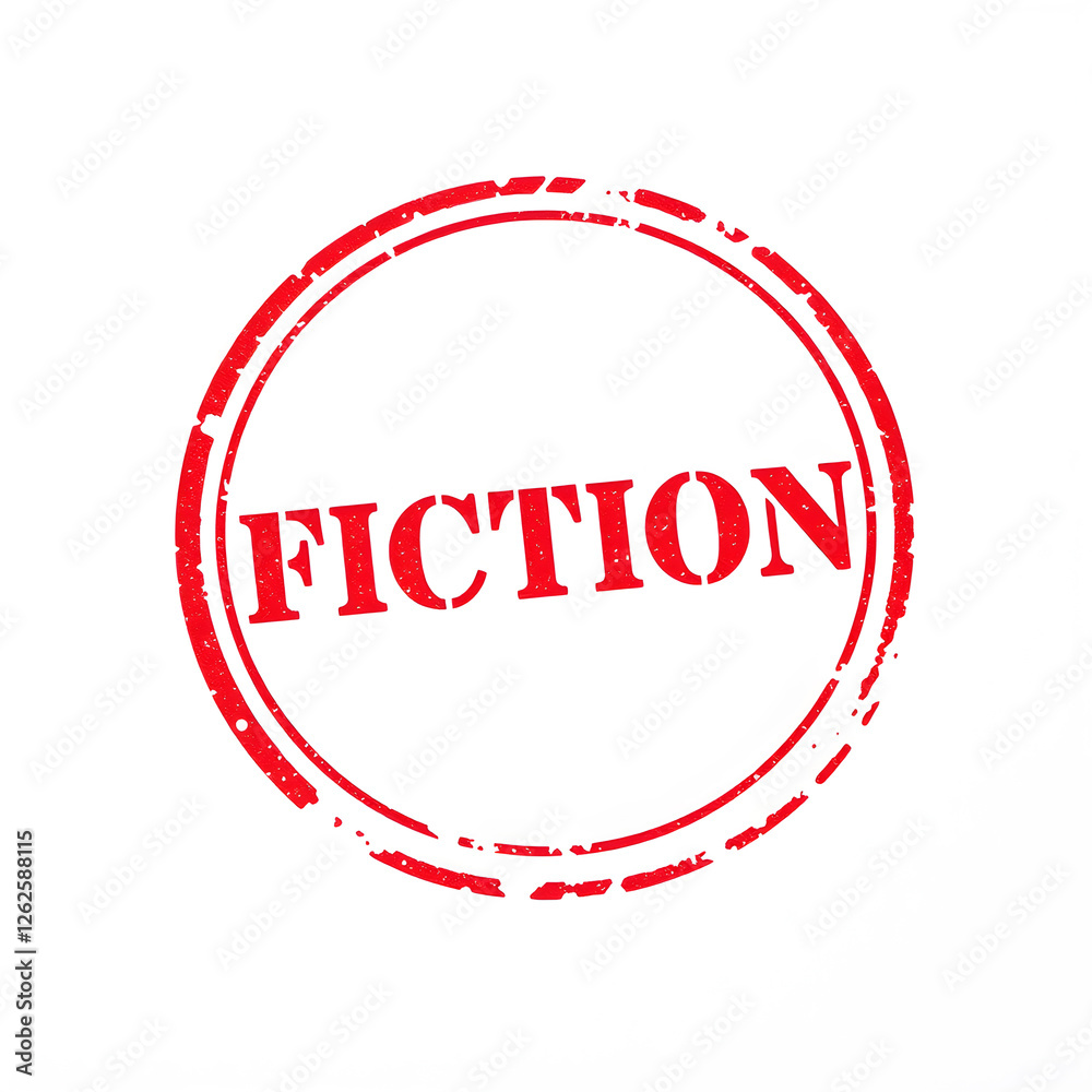 Fiction text stamp red rubber stamp on white background. Generative AI Fiction text stamp red rubber stamp on white background. Generative AI