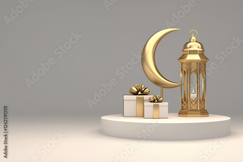 Festive Ramadan Gifts Lantern Crescent Moon Islamic Holiday Celebration photo