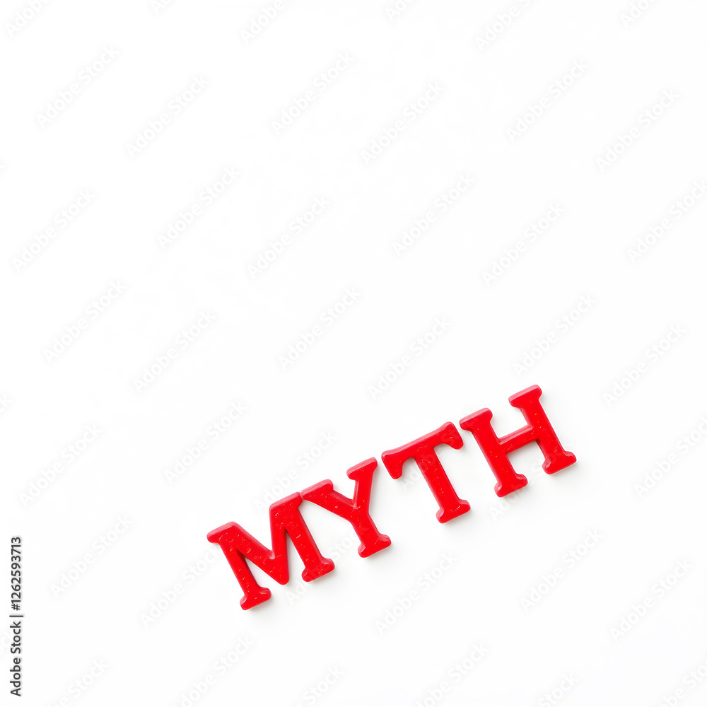 Fototapeta premium Myth text stamp red rubber stamp on white background. Generative AI
