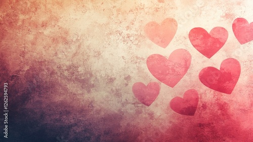 Pink hearts on a textured background design