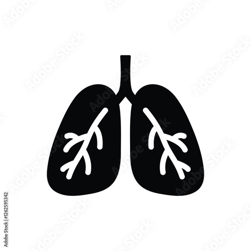 Human lung black vector icon