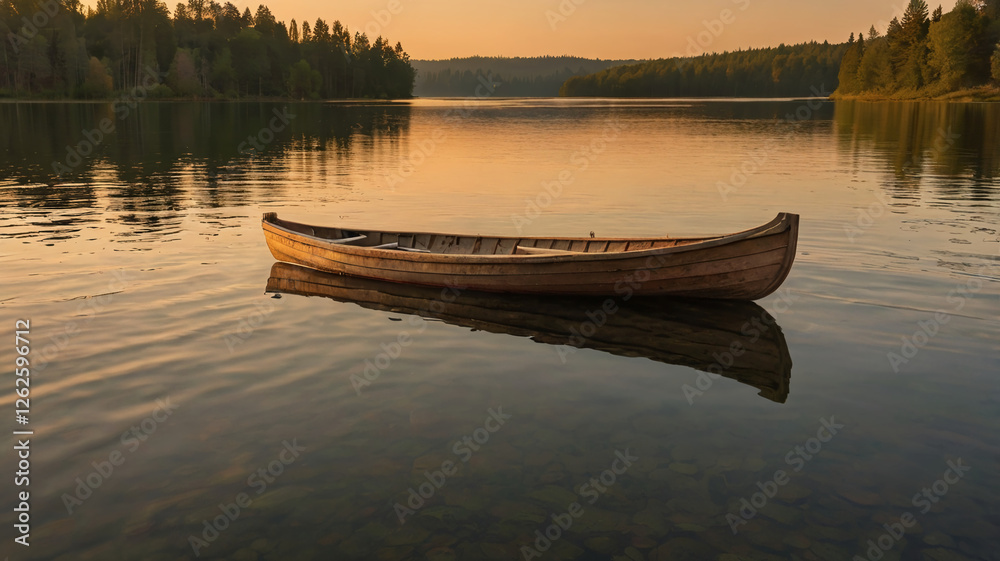 Fototapeta premium Rowboat at Sunset