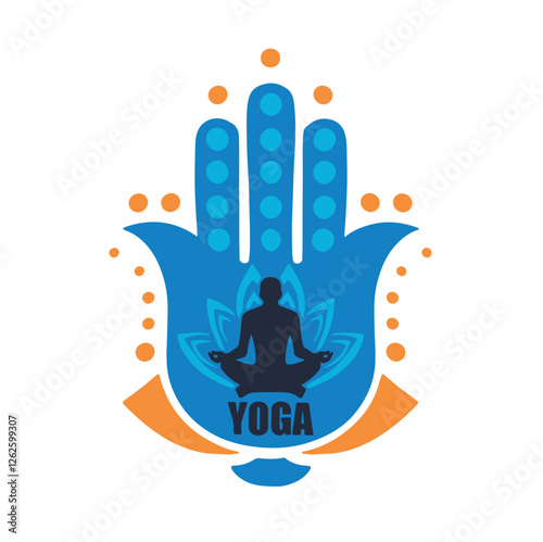 colored symbols of children's hobbies, meditation yoga, hand drawn vector illustration