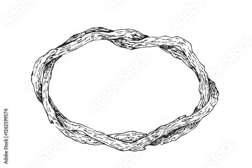 Twig wreath hand drawn vector illustration.