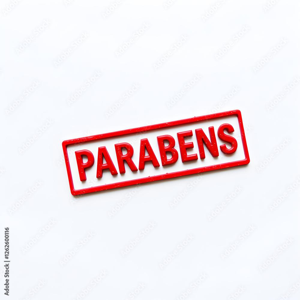 Fototapeta premium Parabens text stamp red rubber stamp on white background. Generative AI