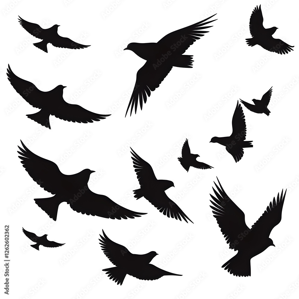 Obraz premium birds flying silhouette