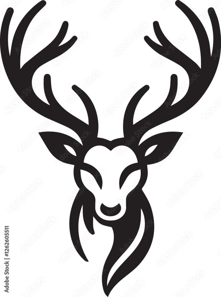 Tribal-Style Deer Head Vector Illustration in Black and White
Tribal-Style Deer Head Vector Illustration in Black and White