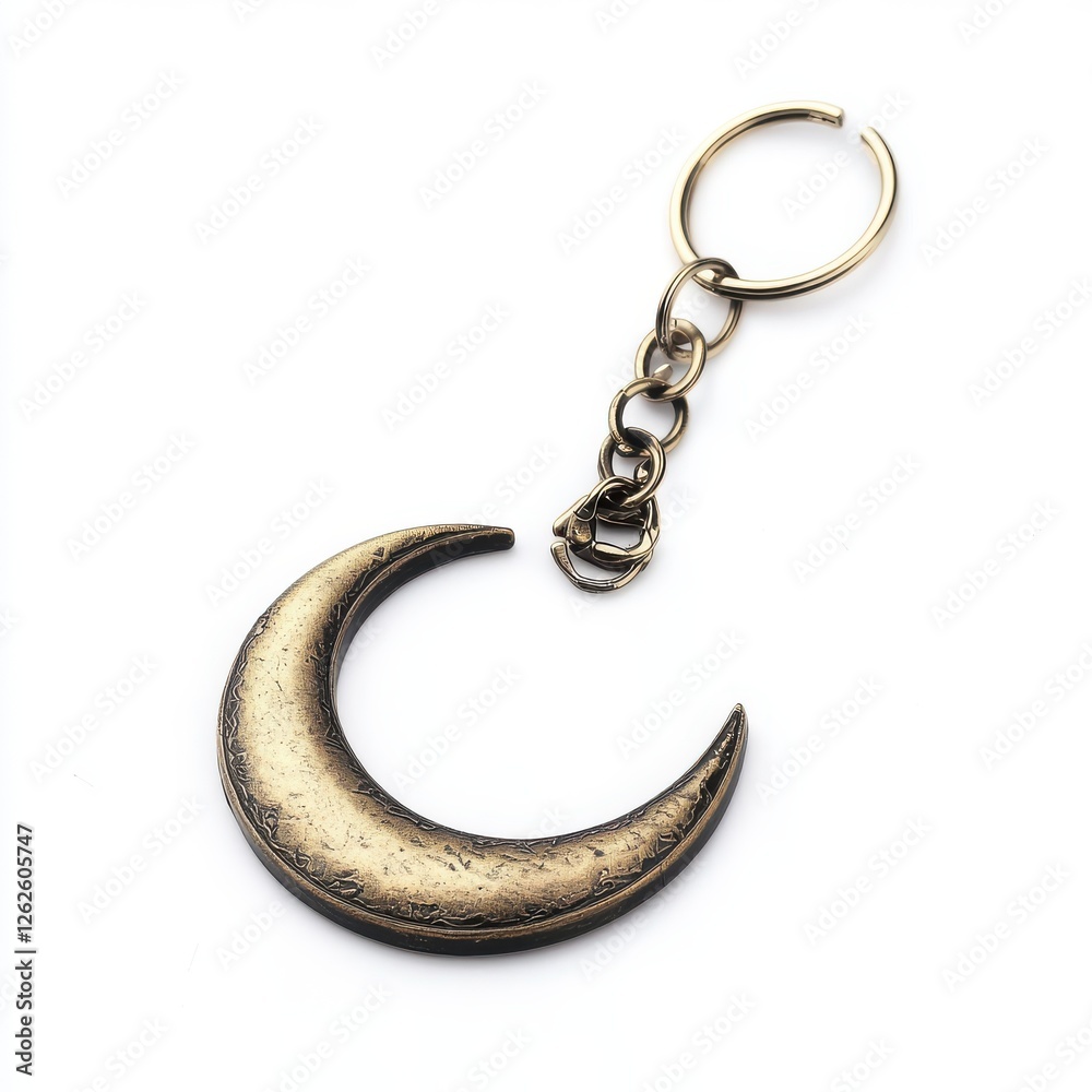Crescent moon keychains isolated on white background. Crescent moon keychains isolated on white background.