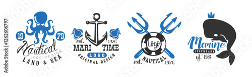 Marine and Nautical Original Logo Design Template Vector Set