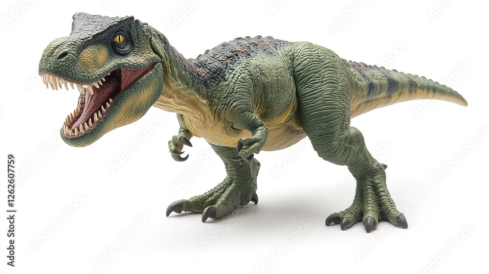 Menacing T-Rex figurine with sharp teeth, isolated and striking, conveying primal ferocity and raw power Menacing T-Rex figurine with sharp teeth, isolated and striking, conveying primal ferocity and raw power