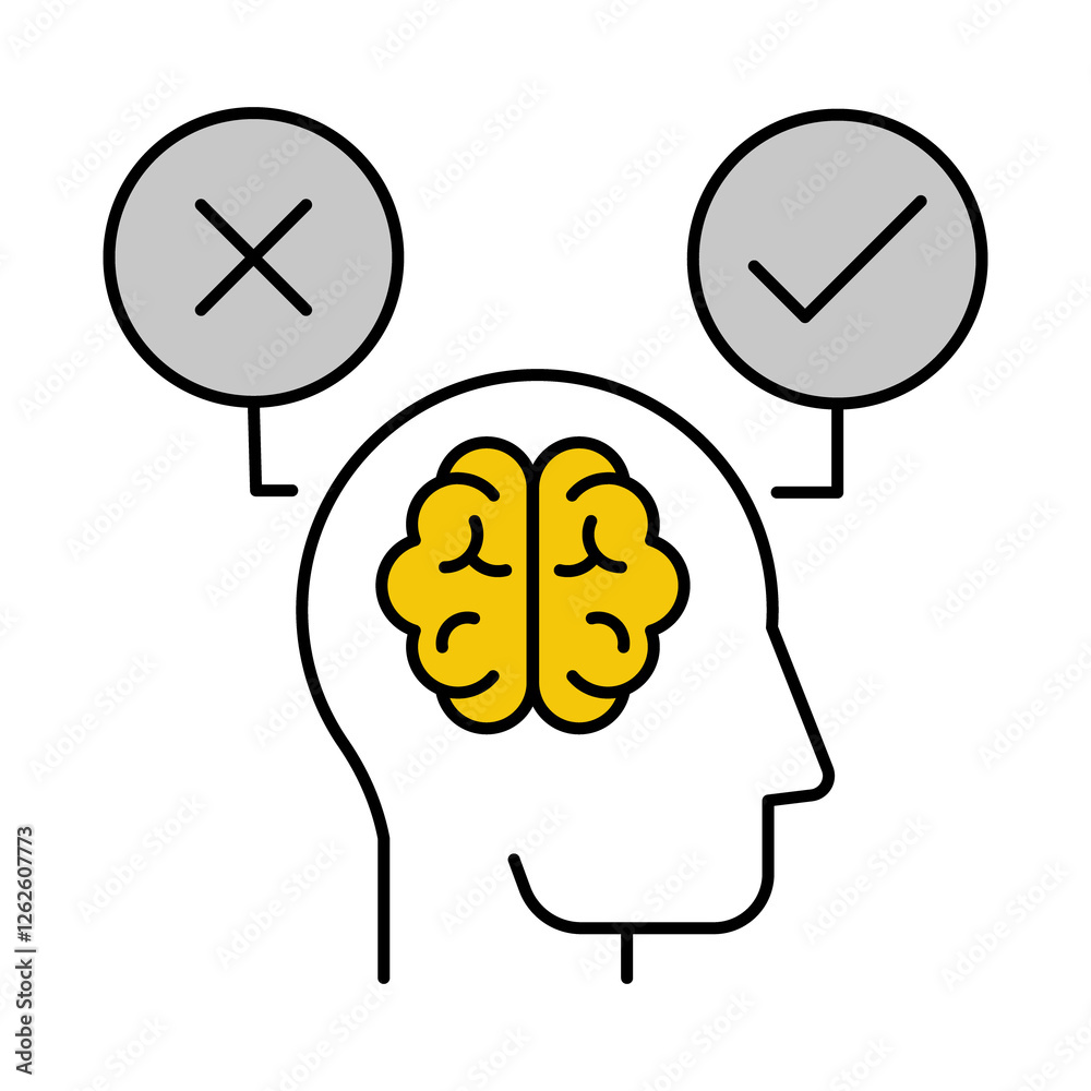 Vector icon of Heads with Checkmarks. This icon represents decision-making, focusing on evaluating options and selecting the best choice to achieve set goals. Vector icon of Heads with Checkmarks. This icon represents decision-making, focusing on evaluating options and selecting the best choice to achieve set goals.
