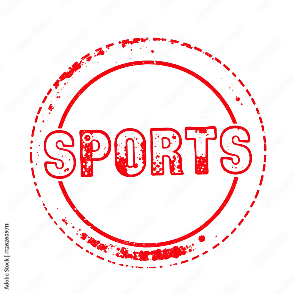 Sports text stamp red rubber stamp on white background. Generative AI Sports text stamp red rubber stamp on white background. Generative AI