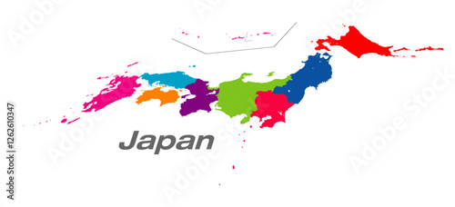 関東・中部地方が中心の日本地図 地方分け地図