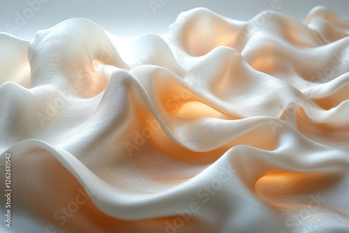 luxurious champagnecolored silk fabric sculpted into elegant dimensional waves with pearllike iridescent highlights photo