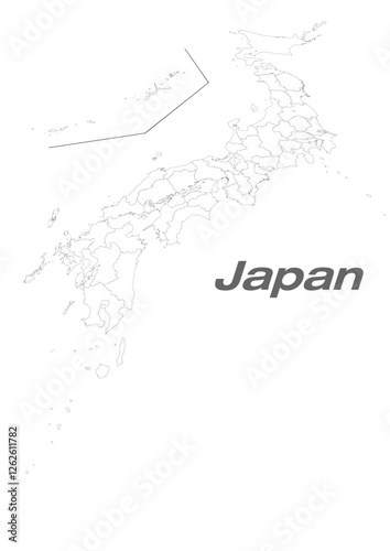九州・四国地方がメインの日本地図 47都道府県白地図