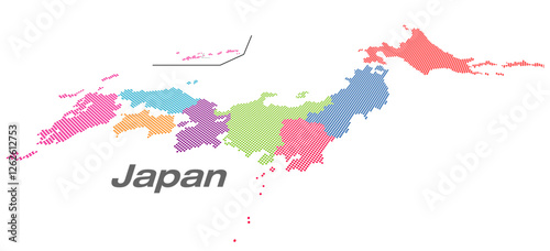関東・中部地方が中心の日本地図 地方分けドット地図