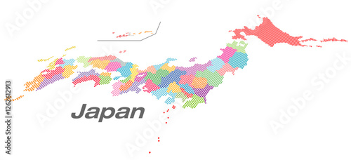 関東・中部地方が中心の日本地図 47都道府県ドット地図