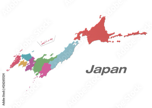 北海道・東北地方が中心の日本地図 地方分けドット地図 影付