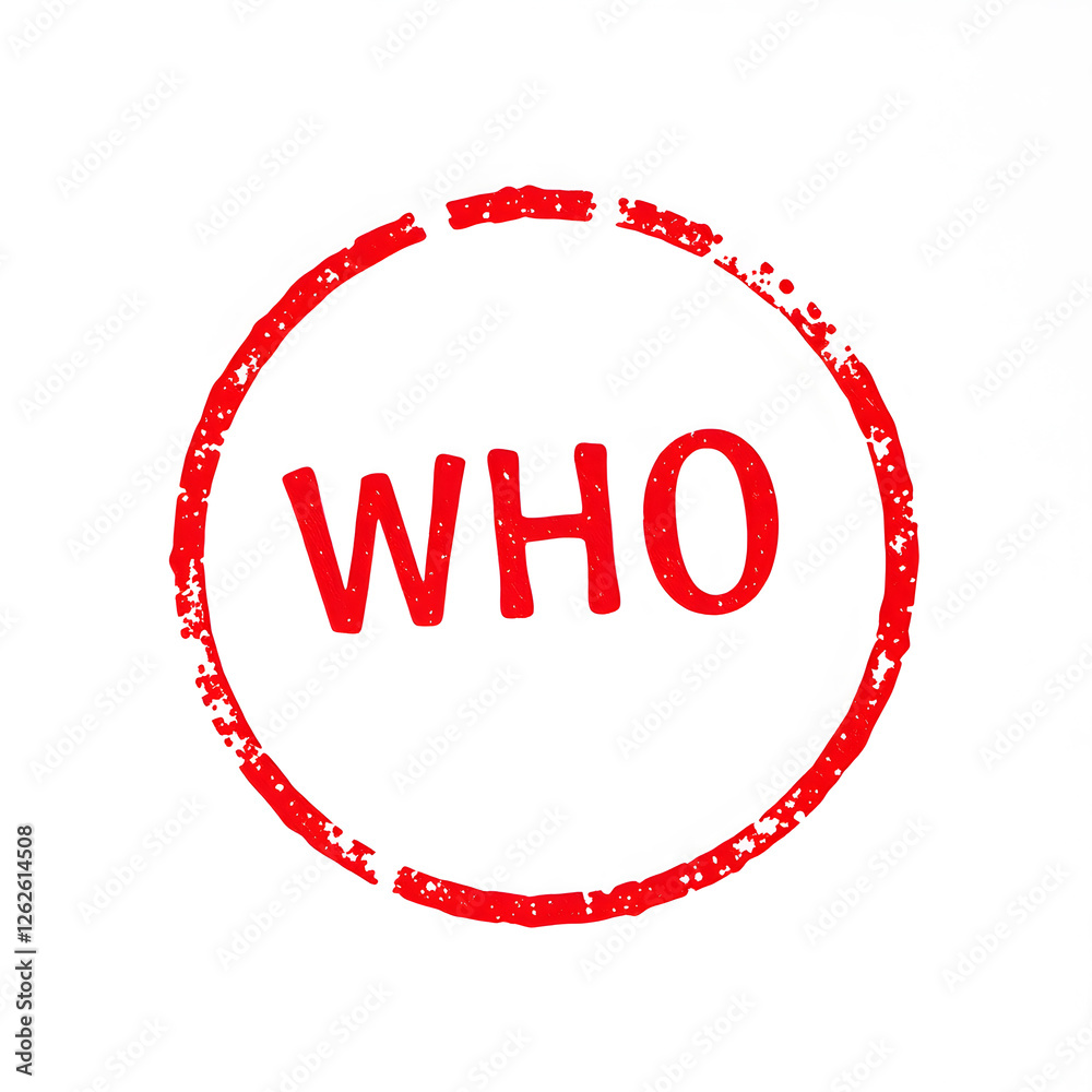 Who text stamp red rubber stamp on white background. Generative AI Who text stamp red rubber stamp on white background. Generative AI