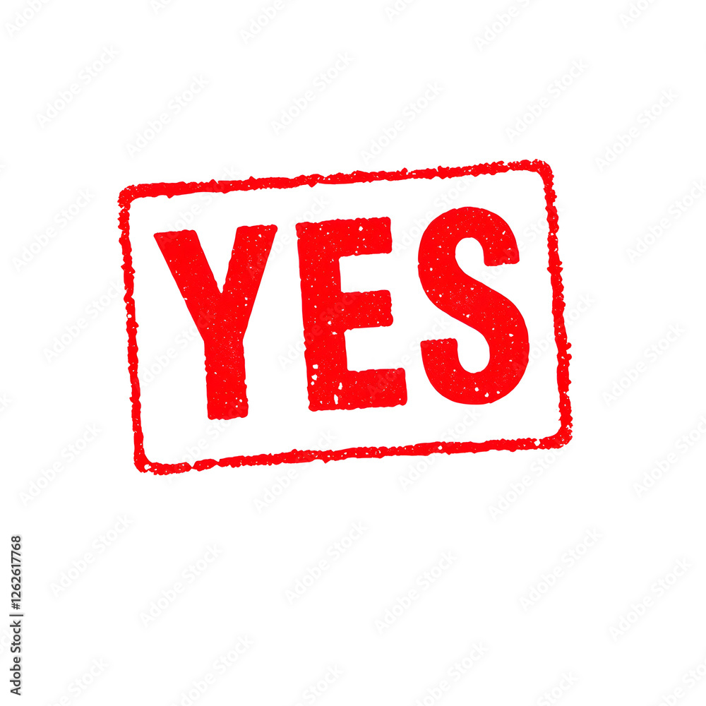 Yes text stamp red rubber stamp on white background. Generative AI Yes text stamp red rubber stamp on white background. Generative AI