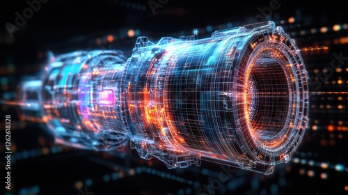Wallpaper Mural A futuristic, digital representation of a jet engine, showcasing intricate details and vibrant colors, emphasizing technology and engineering. Torontodigital.ca