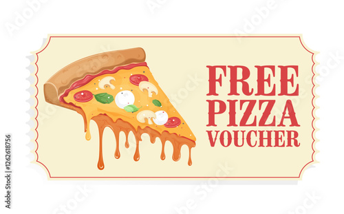 coupon ticket for free pizza retro circus ticket style