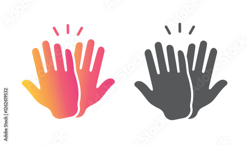 Two hands giving five, clapping palms icon.