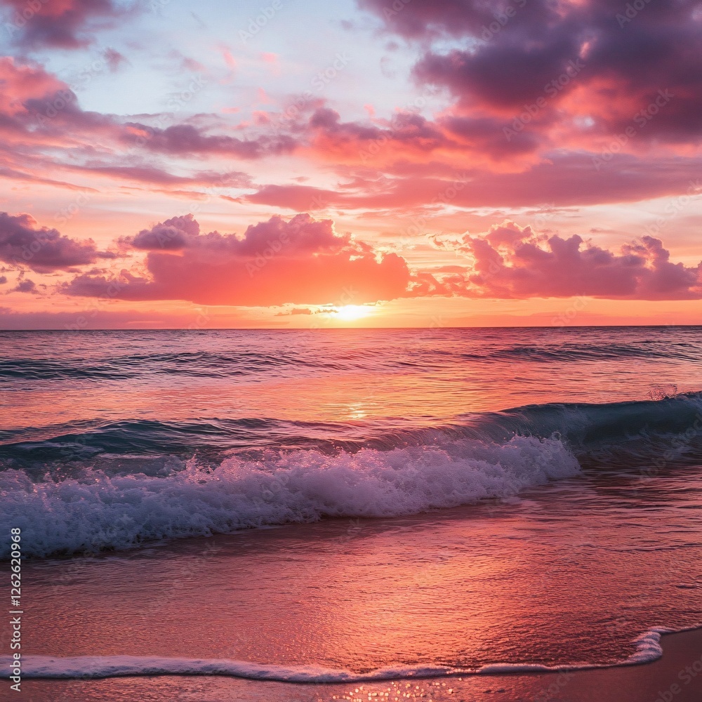 Captivating sunset over calm ocean waves beach nature photography serene environment coastal view tranquility Captivating sunset over calm ocean waves beach nature photography serene environment coastal view tranquility