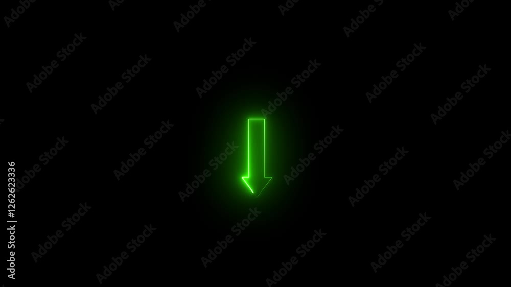 Glowing neon up down arrow sign icon and up down arrow glowing neon line double arrow icon animation.4k video