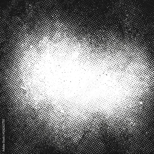 Distressed Halftone Texture Pattern, Grunge Noise Overlay with Sparse Black Dots on White Background, Vintage-Inspired Design Element for Graphic Design