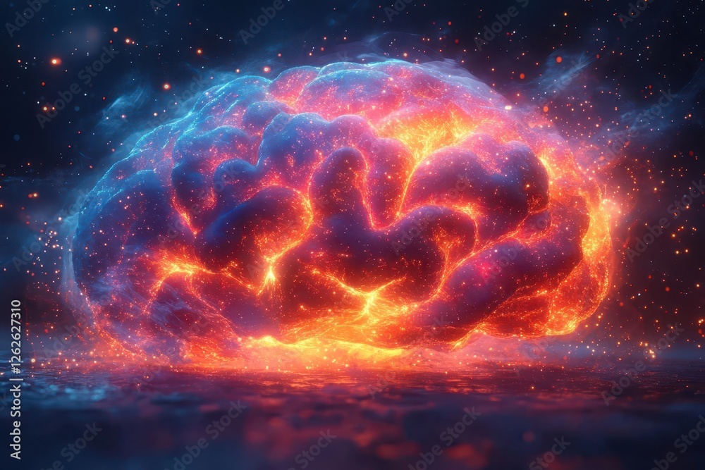 neural explosion of vibrant colors and geometric patterns emanating from crystalline human brain cosmic background representing infinite possibilities neural explosion of vibrant colors and geometric patterns emanating from crystalline human brain cosmic background representing infinite possibilities