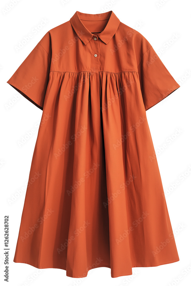 cutout woman's cotton dress in terracotta color cutout woman's cotton dress in terracotta color