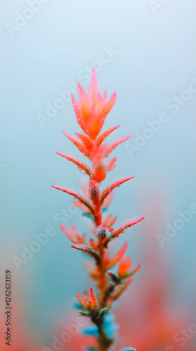 Close up of a red flower with blurred background and shallow depth of field