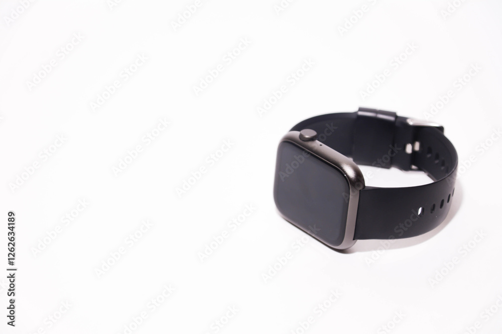 Smart watch isolated on a white background. Black watch. Smart electronics Smart watch isolated on a white background. Black watch. Smart electronics
