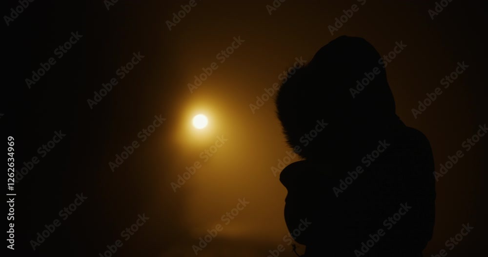 Silhouette Of A Homeless Person In A Dark Alley Silhouette Of A Homeless Person In A Dark Alley