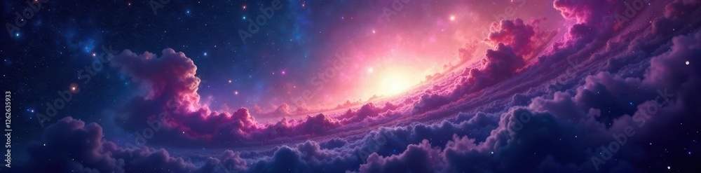 Obraz premium Vast cosmic void, swirling nebulae, distant starlight , night, dark matter, background