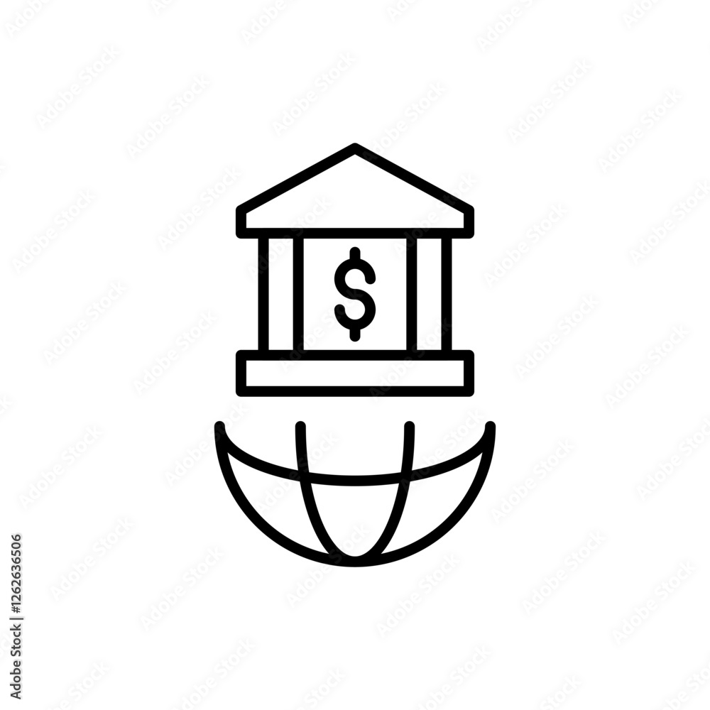 Online bank transfer outline icons, minimalist vector illustration ,simple transparent graphic element .Isolated on white background