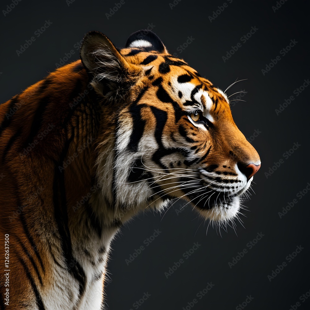 Fototapeta premium Powerful Tiger Profile Against Dark Background