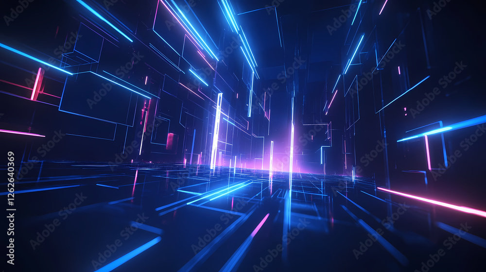 Obraz premium Abstract Geometric Art: Blue and Purple Glow